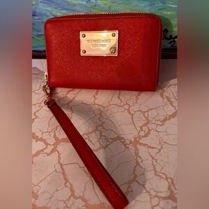 Michael Kors Red Wristlet Wallet